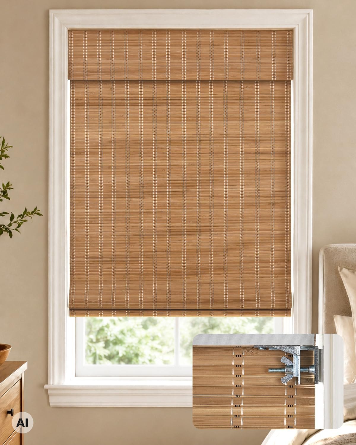 Persiana de Bambu de Encaixe Blackout Brown206