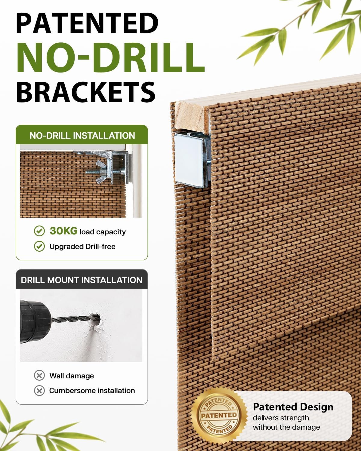 Persiana de Bambu de Encaixe Blackout Acorn