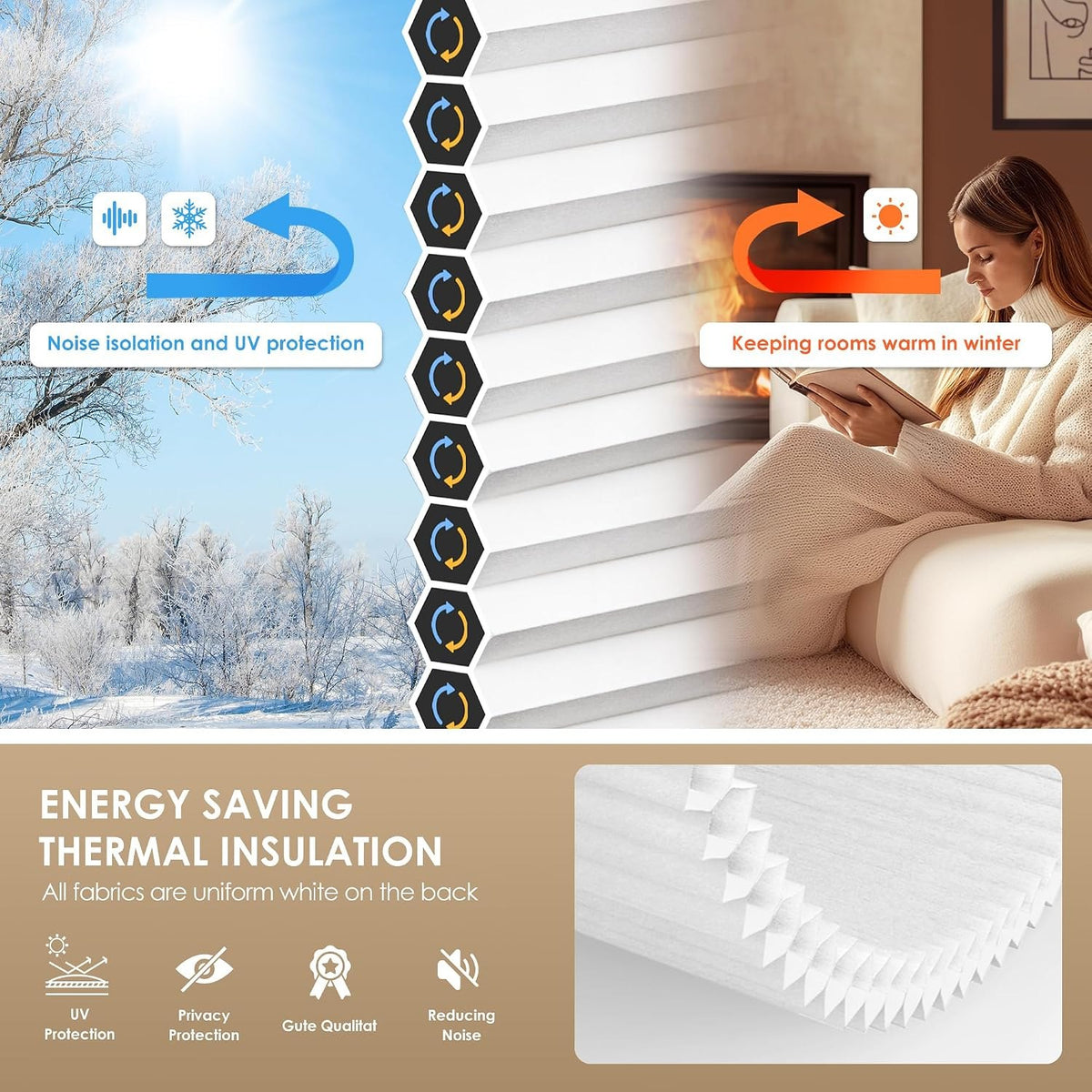 Persiana Celular de Encaixe Premium Filtra a Luz