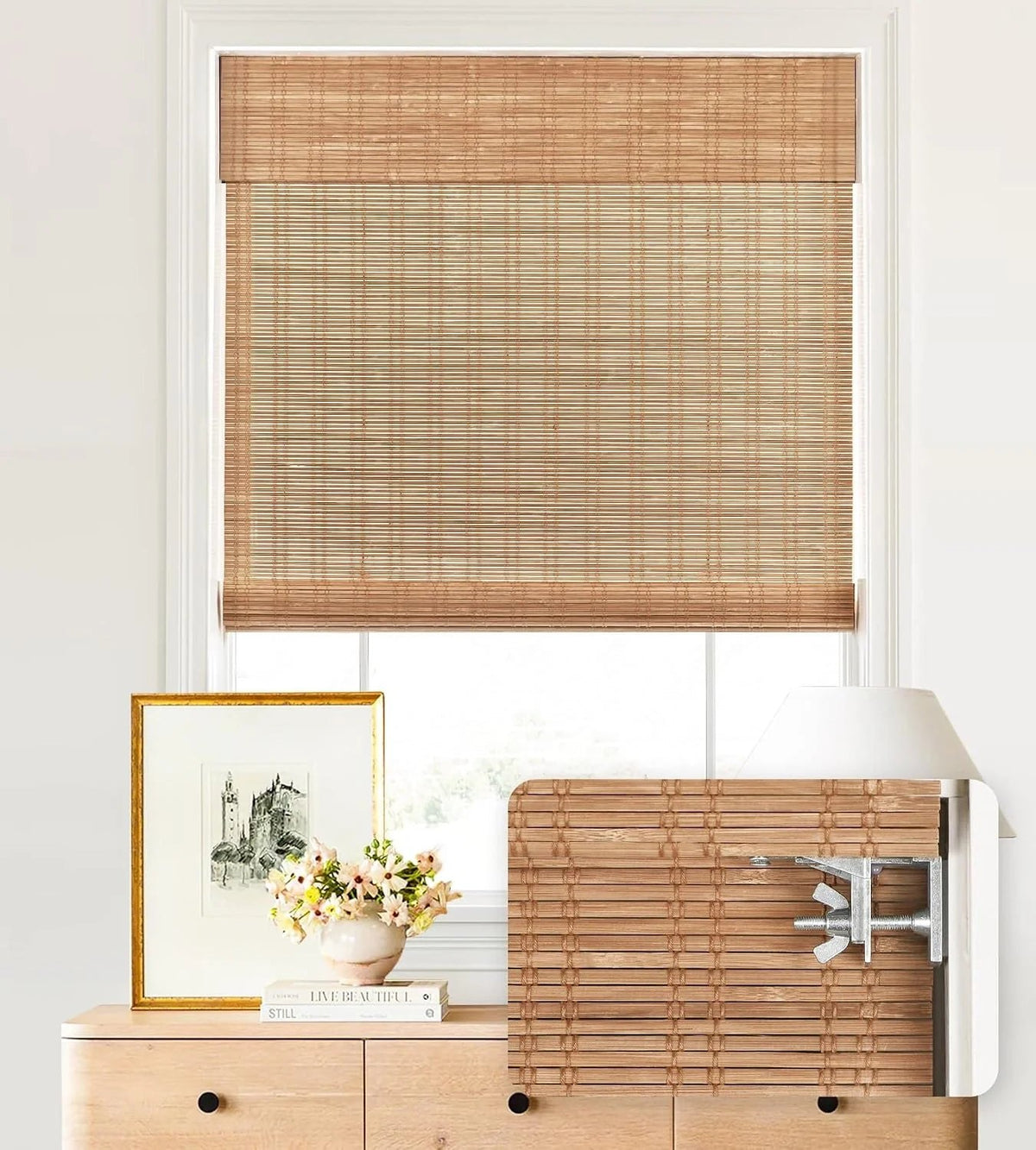 Persiana de Bambu de Encaixe Semitransparente Ceylon Light Russet (Medidas Padrão)