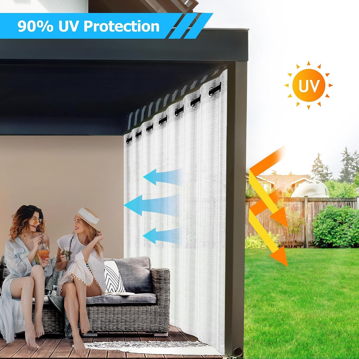 Cortina Externa com Ilhós Resistente à Água e ao Sol para Varanda