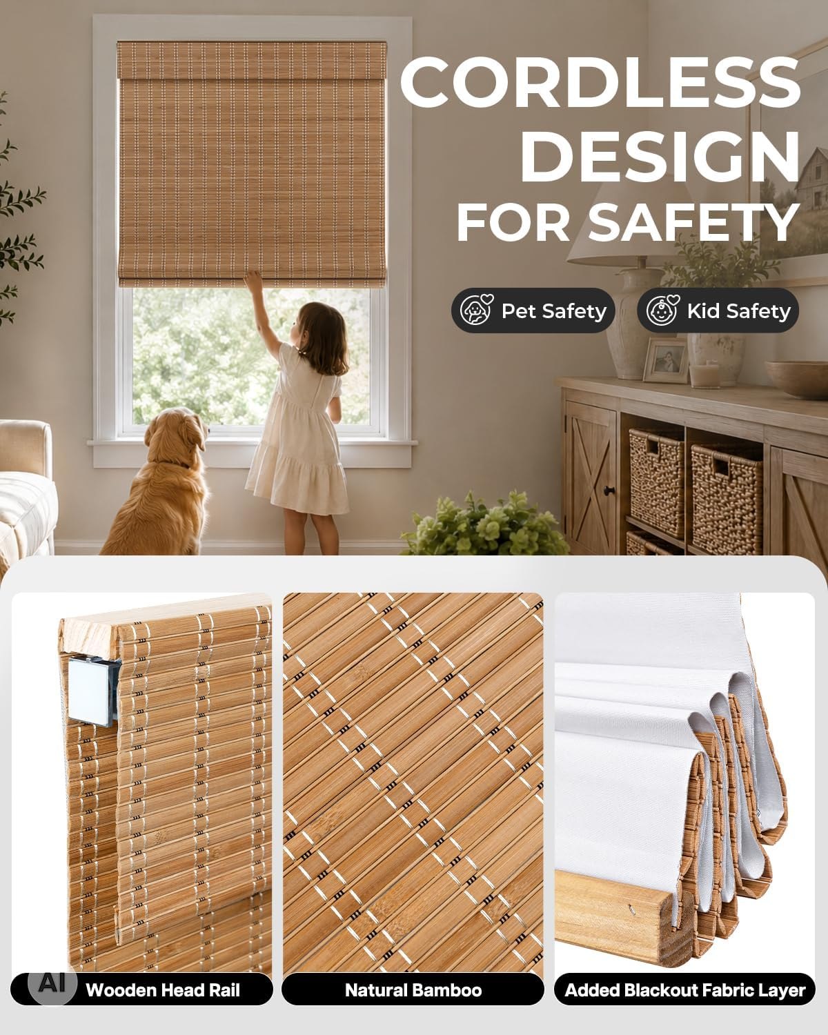 Persiana de Bambu de Encaixe Blackout Brown206