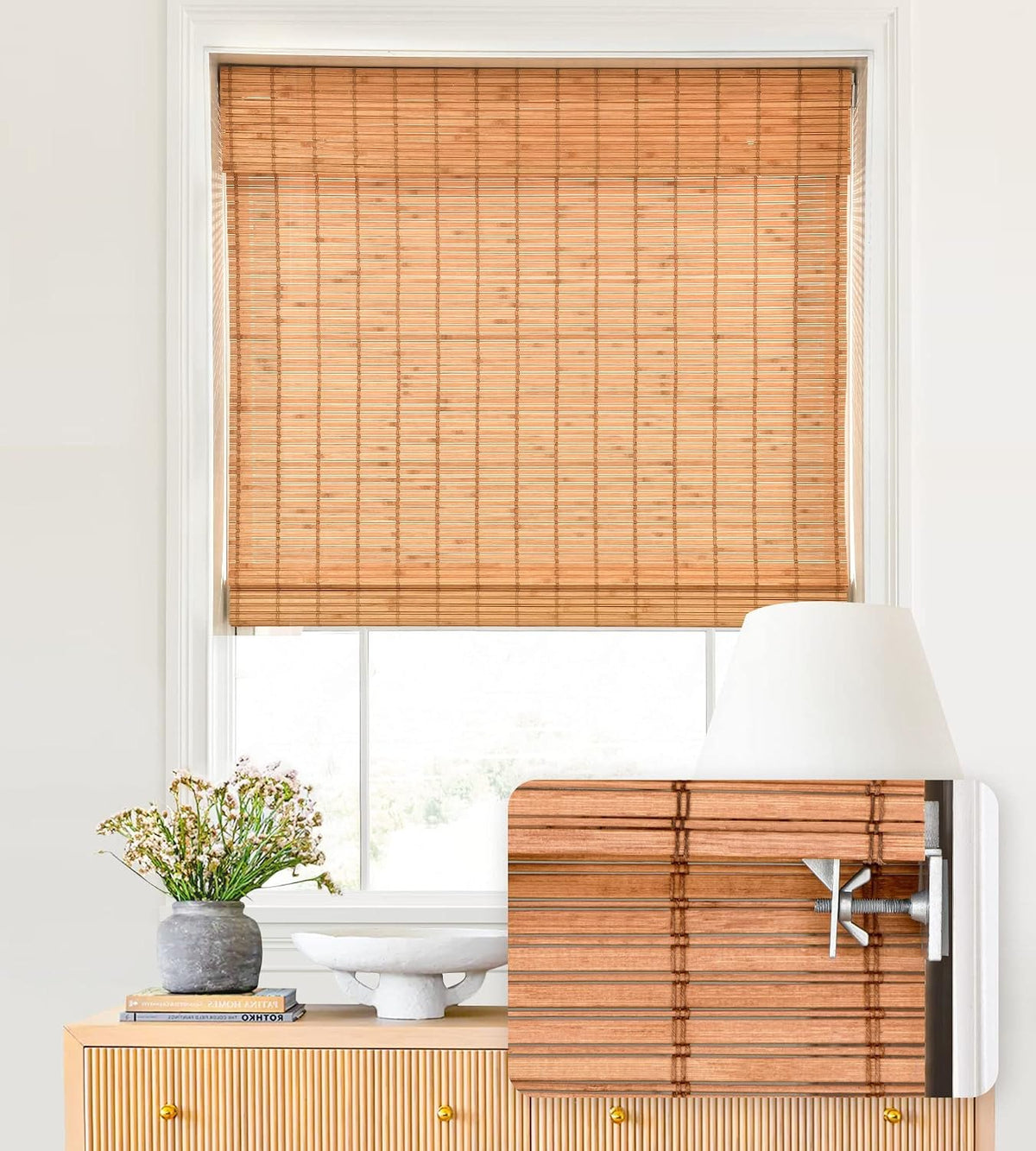 Persiana de Bambu de Encaixe Filtra a Luz Wood01
